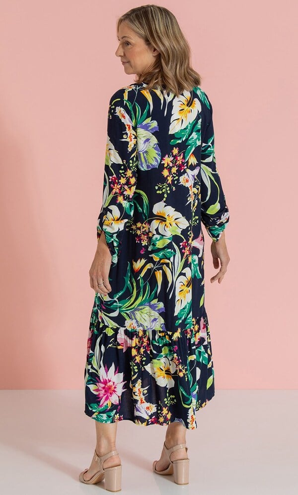 Anna Rose Exotic Floral Printed Midi Dress