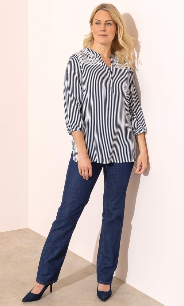 Anna Rose Embellished Striped Blouse