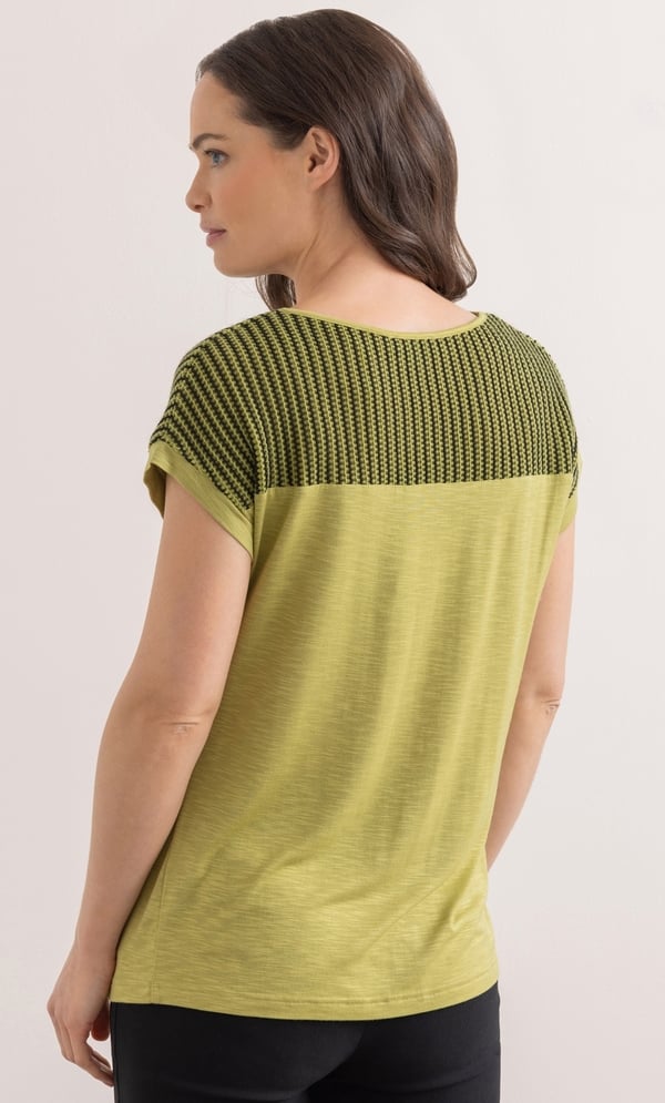 Crochet Knit Panel Jersey Top