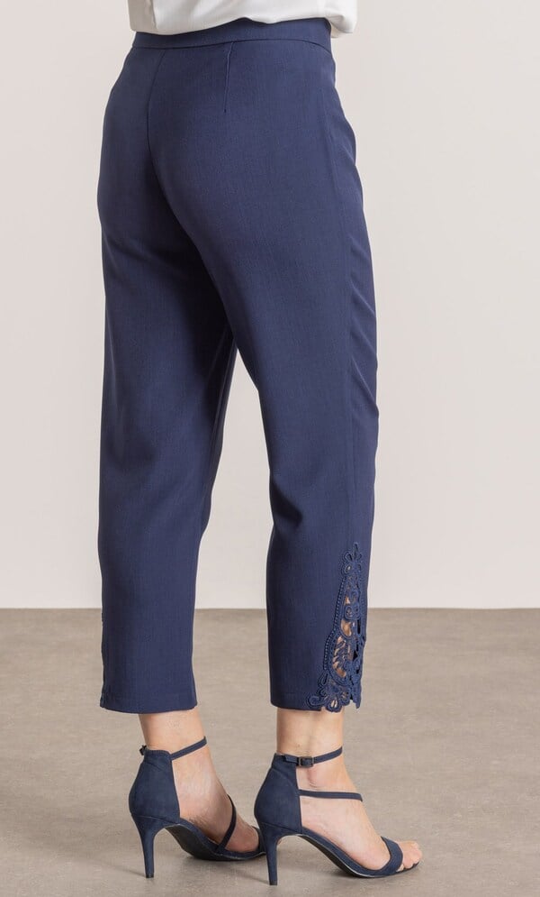 Anna Rose Lace Trim Slim Leg Trousers