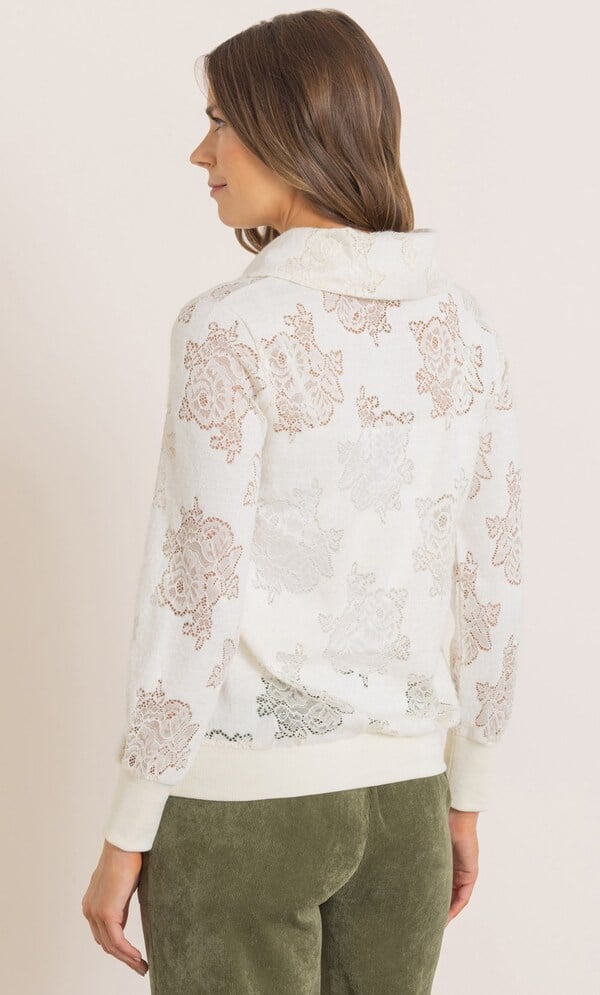 Lace And Knit Cowl Neck Top