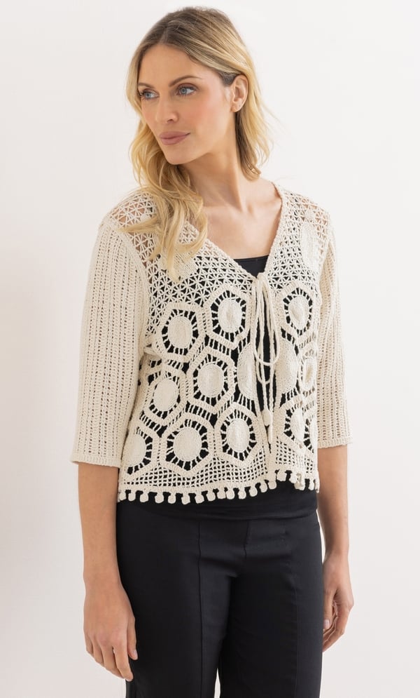 Tie Front Crochet Cardigan