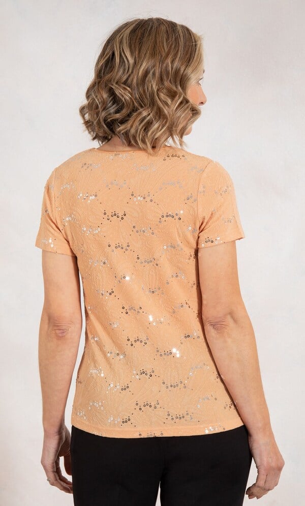 Anna Rose Textured Jersey Sparkle Top