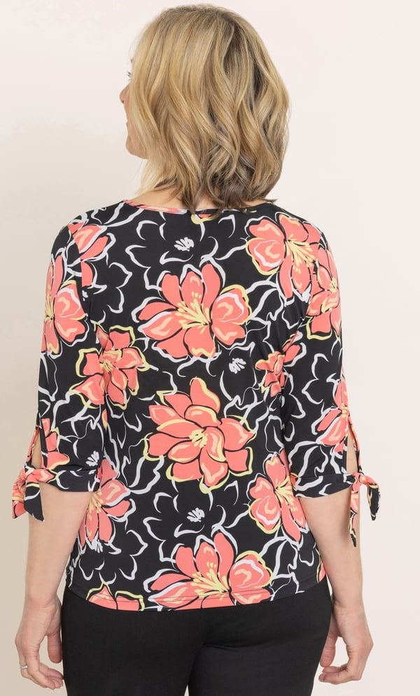 Anna Rose Tie Cuff Printed Top