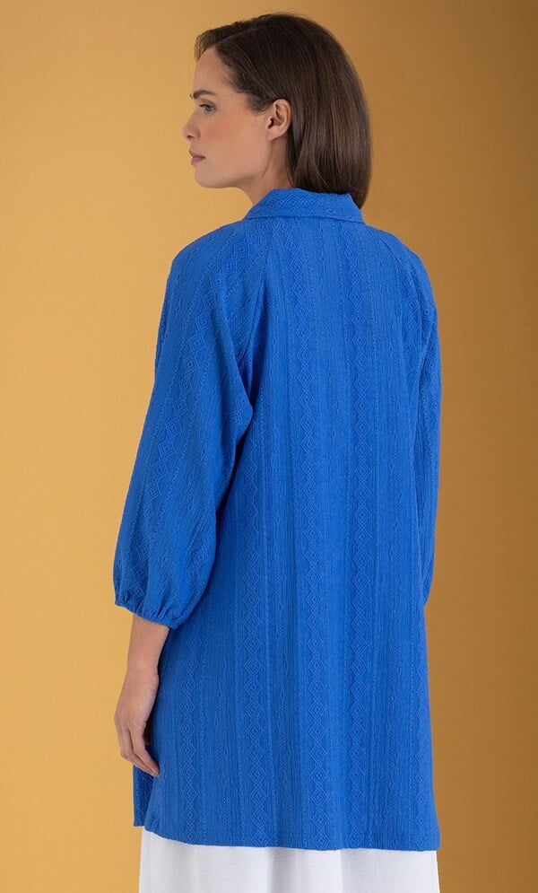 Patterned Open Front Jersey Cardigan