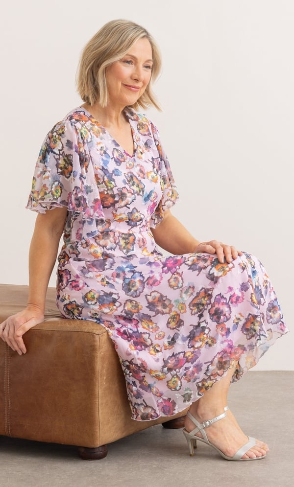 Anna Rose Textured Floral Print Dress