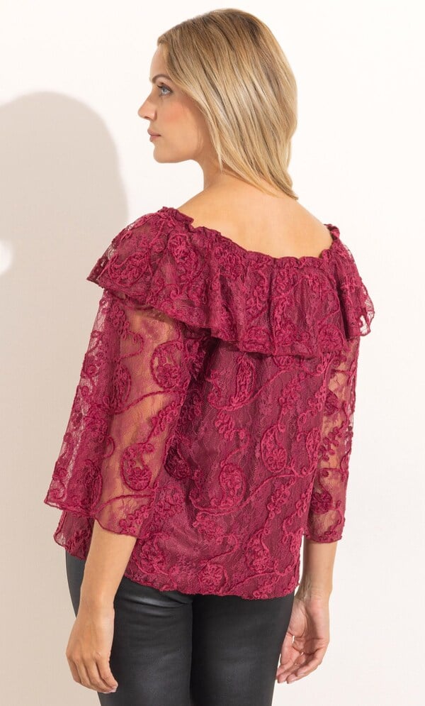 Embroidered Lace Bardot Top