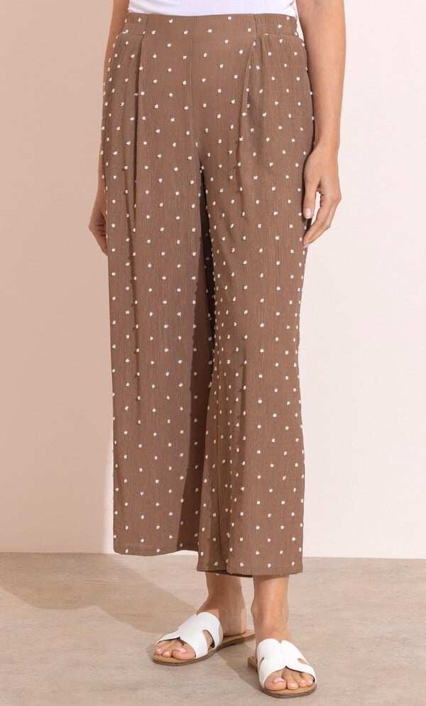 Textured Spotty Wide Leg Trousers