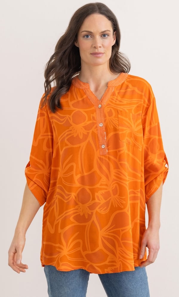Embellished Printed Relaxed Fit Cotton Top