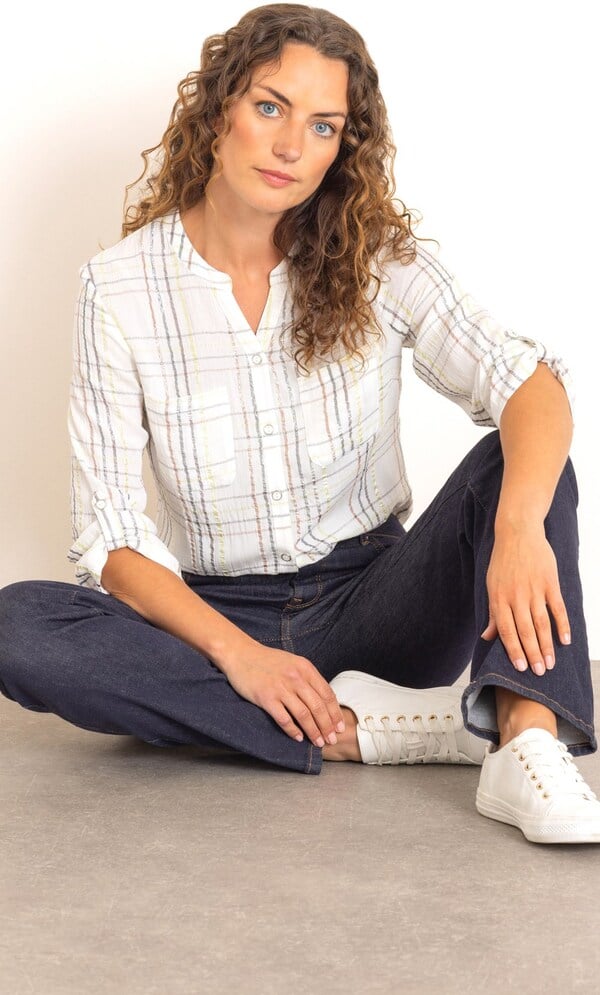 Anna Rose Shimmer Check Blouse