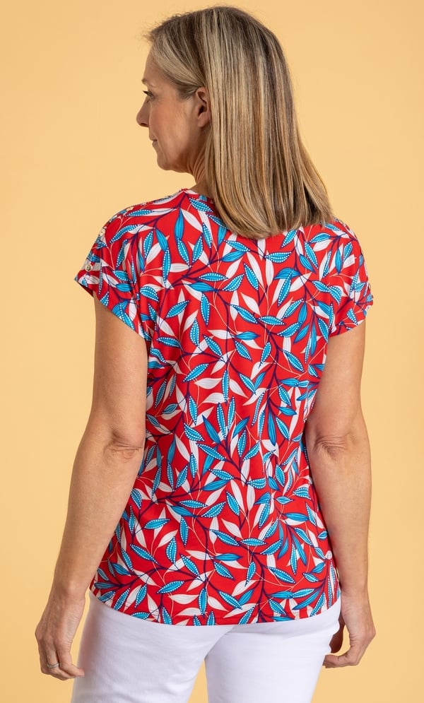 Anna Rose Textured Leaf Print Jersey Top