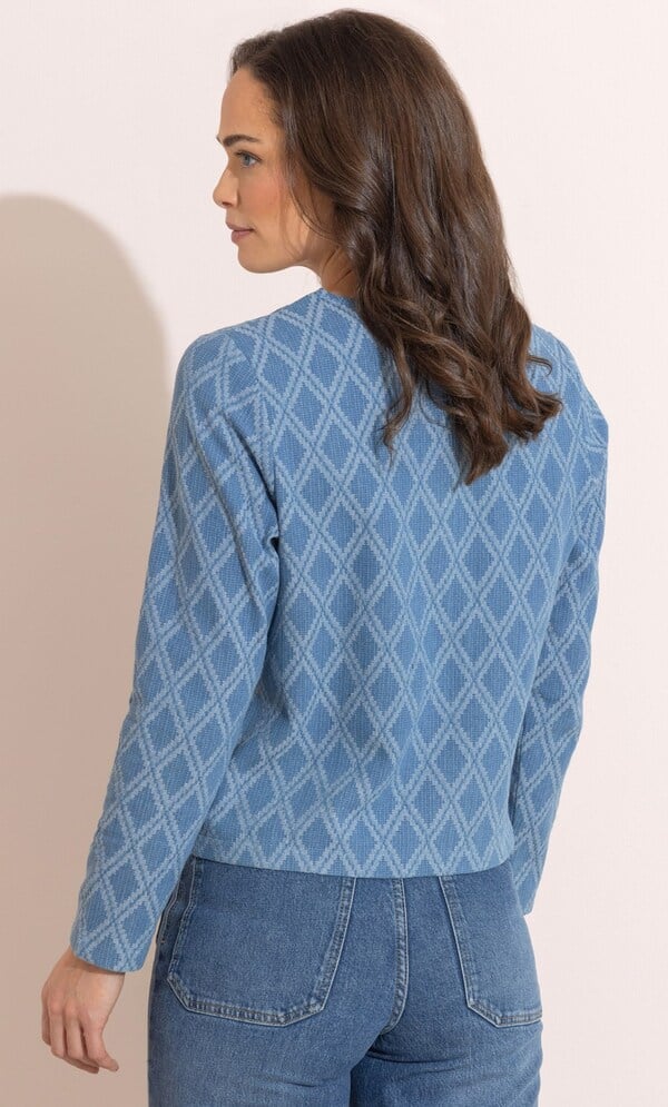 Textured Cotton Collarless Jacket