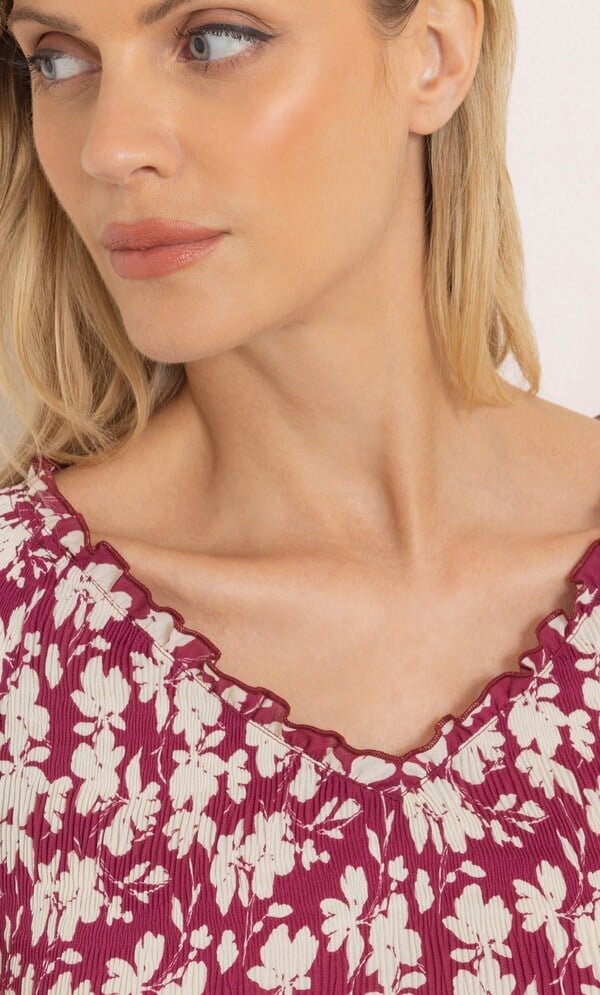 Floral Print Pleated Top