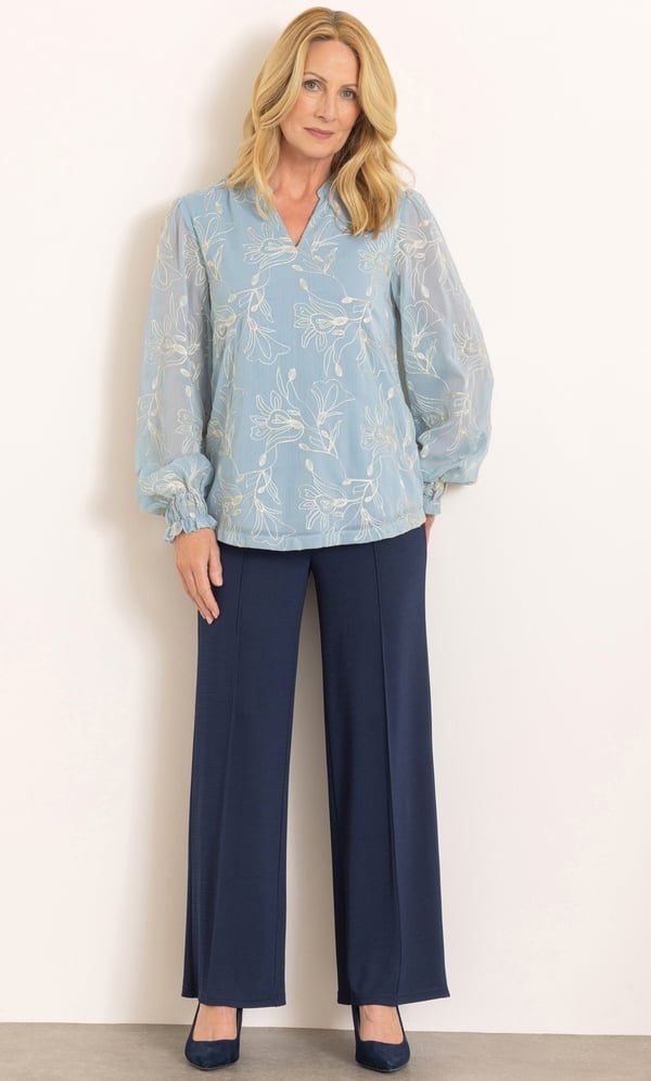 Anna Rose Shimmer Embroidered Top