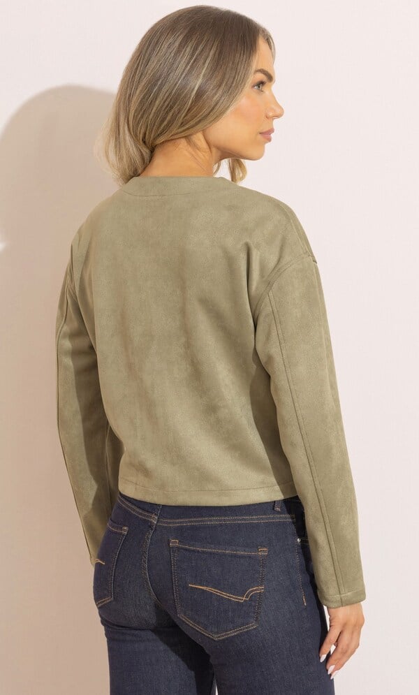 Suedette Collarless Jacket