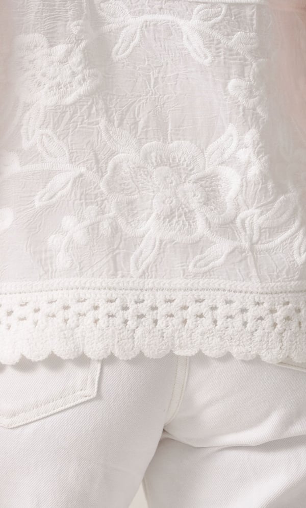 Embroidered And Crochet Trim Top