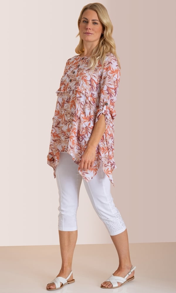 Printed Dipped Hem Tunic Top
