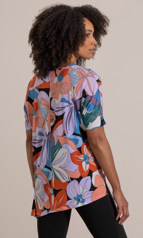 Bold Floral Printed Asymmetric Top
