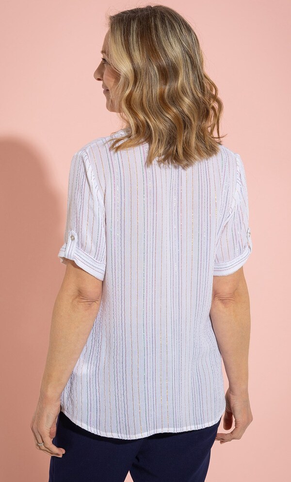 Anna Rose Shimmer Stripe Crinkle Blouse