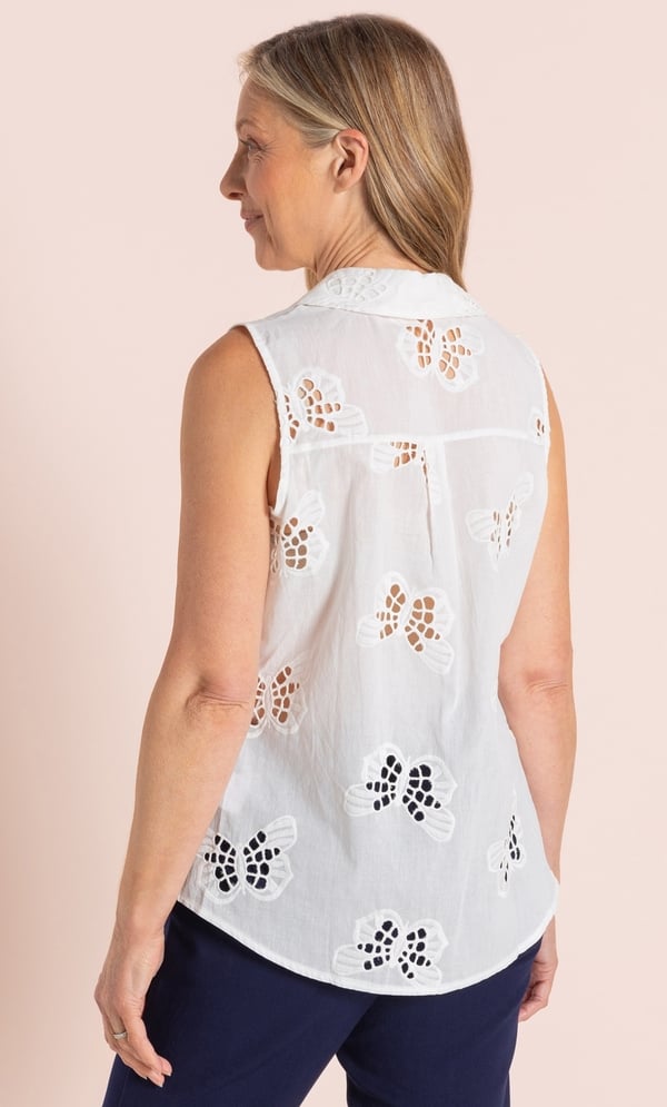 Anna Rose Cut Out Embroidered Butterfly Top