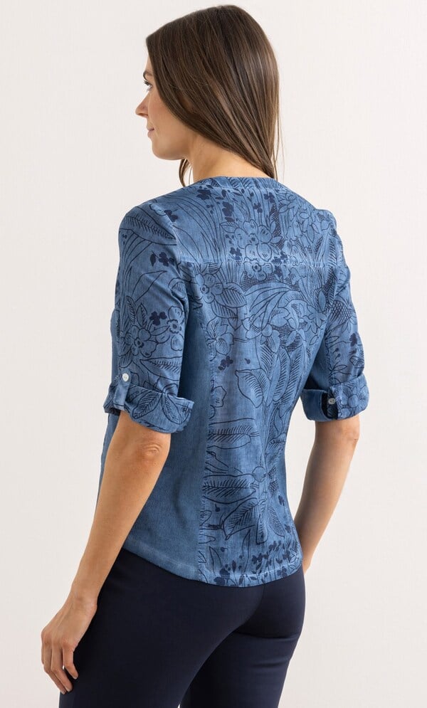 Printed Panelled Cotton Shirt