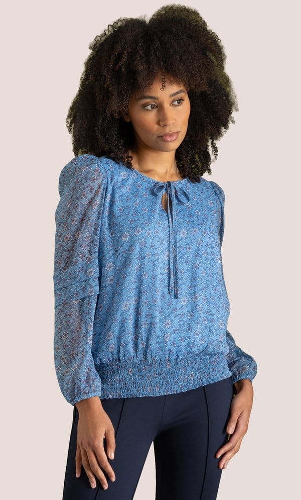 Floral Print Smocked Hem Top