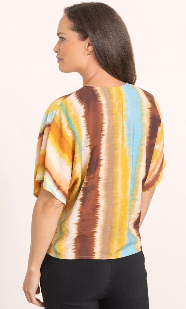 Short Sleeve Printed Tie Top