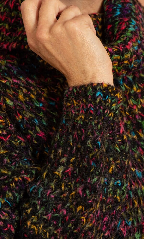 Rainbow Cowl Neck Knit Top