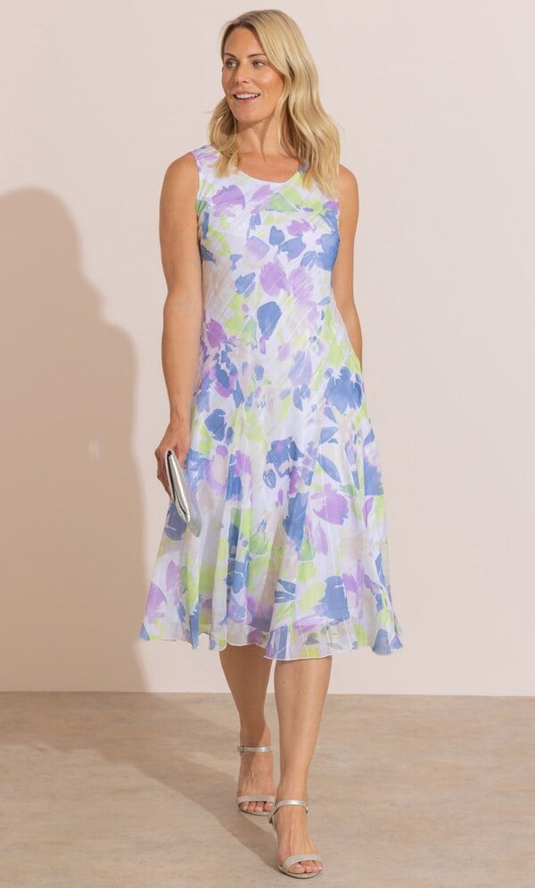 Anna Rose Printed Shimmer Midi Dress