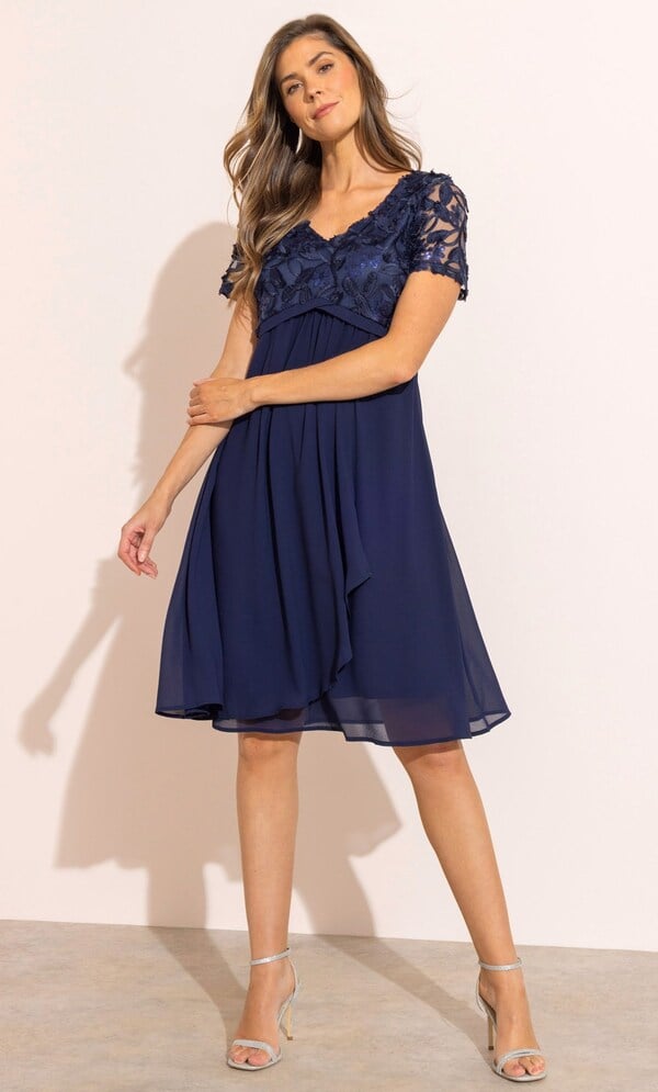 Sequin Embroidered Midi Dress