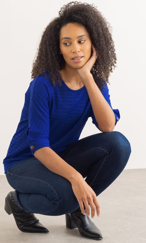 Textured Button Cuff Top