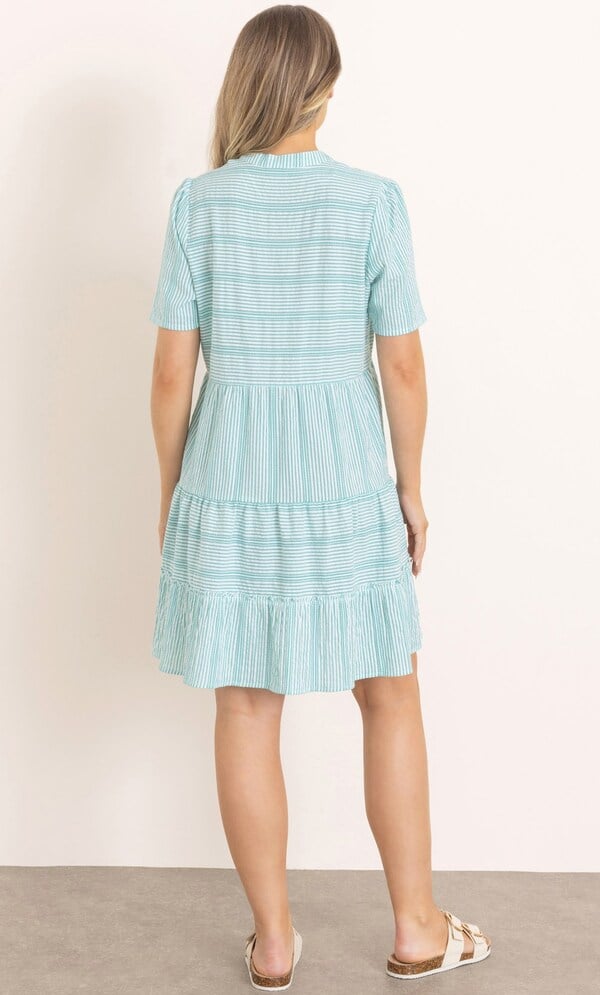 Cotton Seersucker Striped Tunic Dress