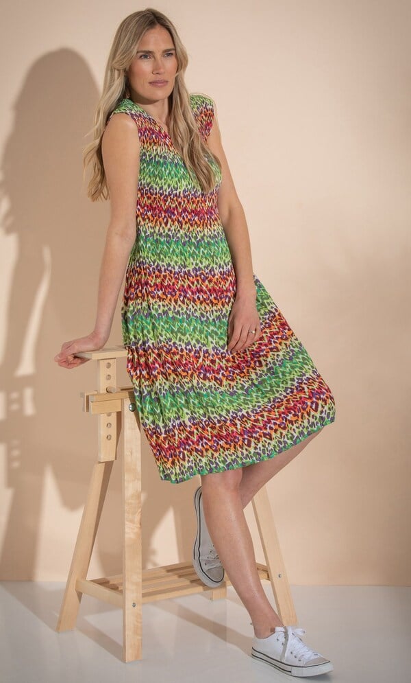 Animal Print Pleated Dress