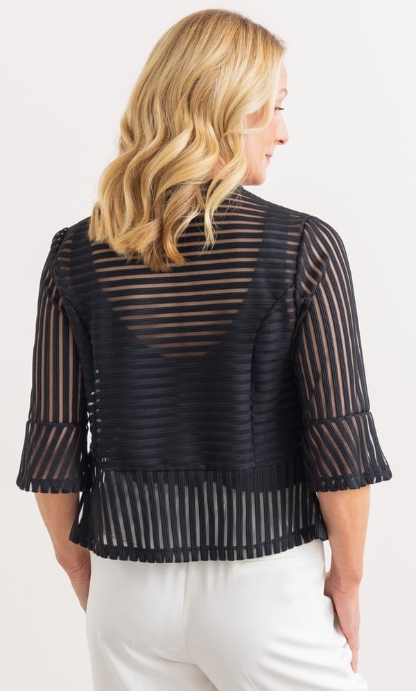 Anna Rose Striped Mesh Peplum Jacket