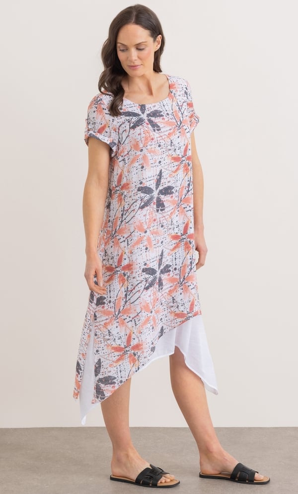 Printed Layered Short Sleeve Dress