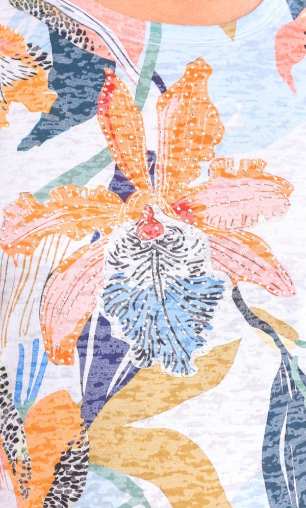 Anna Rose Embellished Floral Print Top