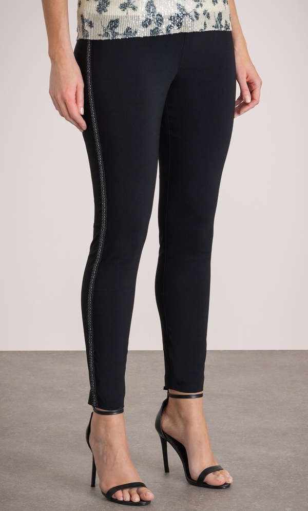 Slim Leg Trousers with Seam Detail in Lime