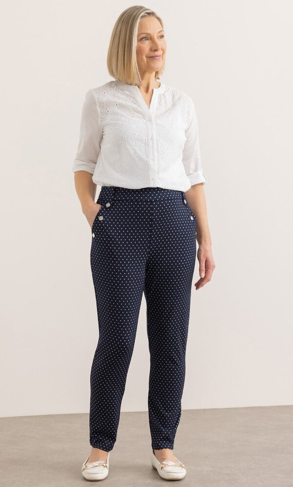 Anna Rose Slim Leg Spot Print Ponte Trousers