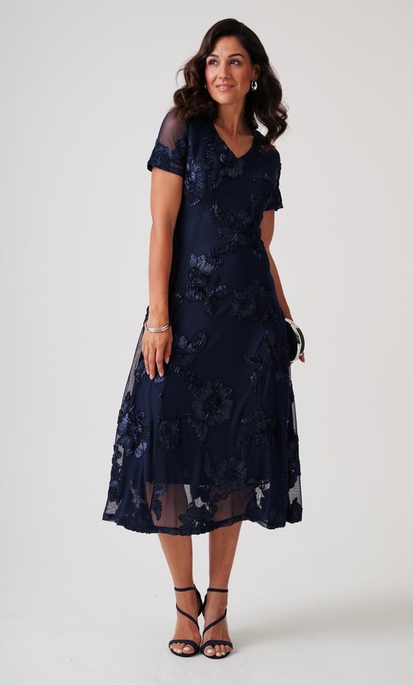 Anna Rose Cornelli Mesh Fit & Flare Midi Dress