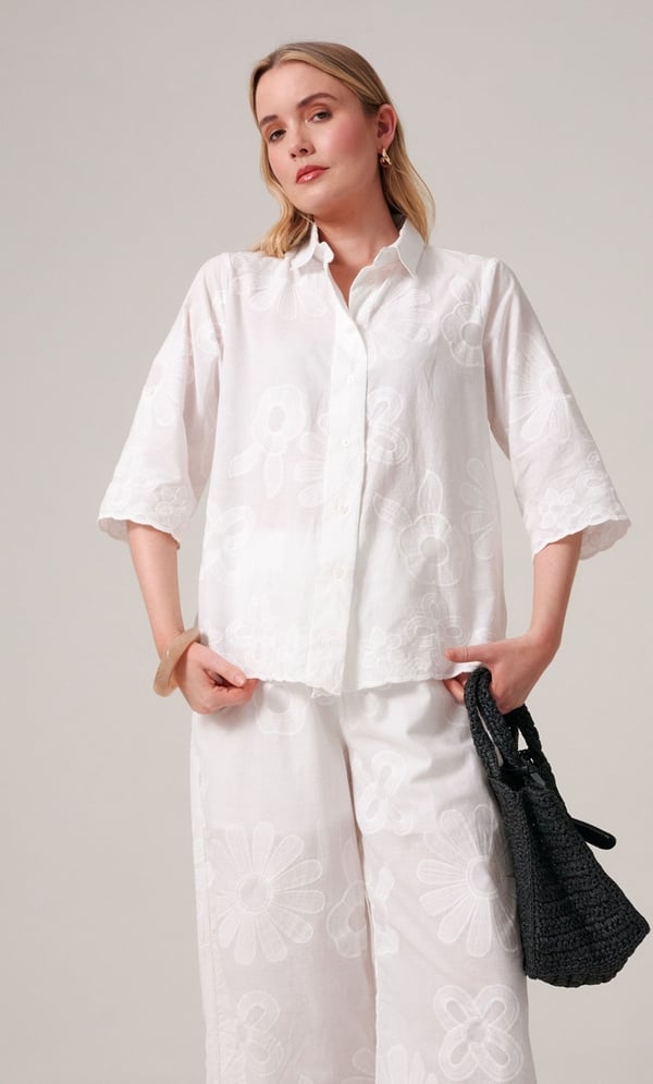 Embroidered Floral Cotton Blouse