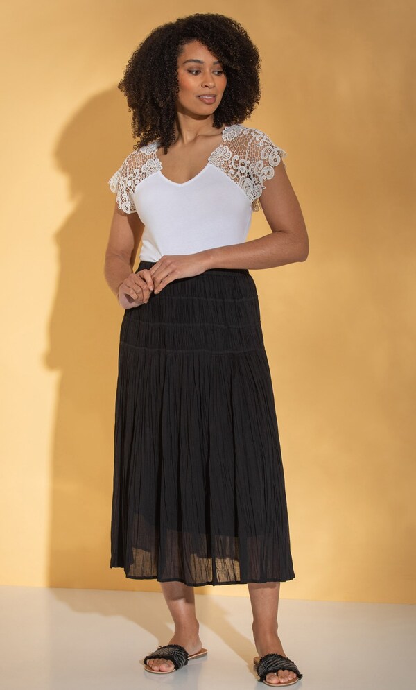 Pull On Crinkle Cotton Boho Midaxi Skirt