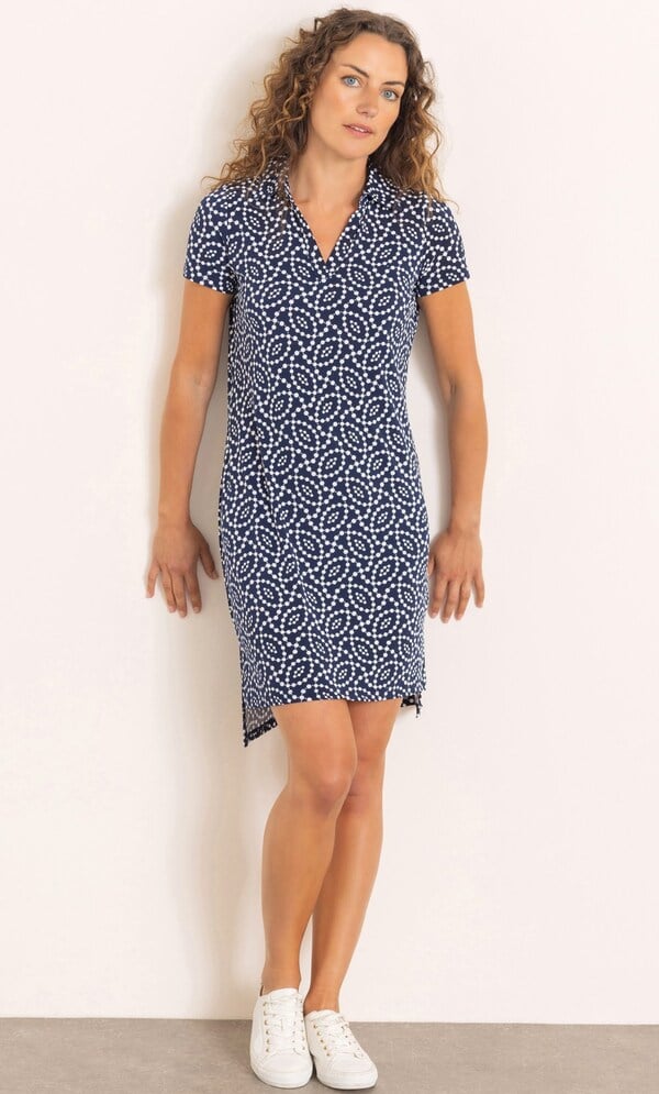 Anna Rose Textured Spotty Polo Dress