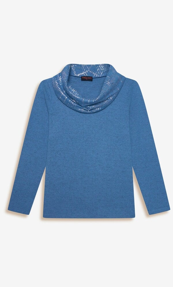Anna Rose Foil Printed Cowl Neck Jumper