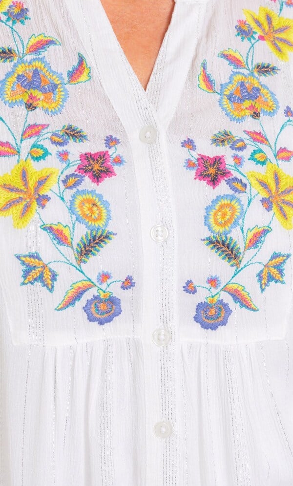 Anna Rose Embroidered And Shimmer Stripe Blouse