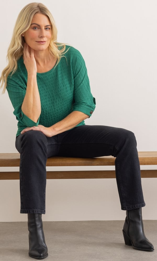 Textured Button Cuff Top