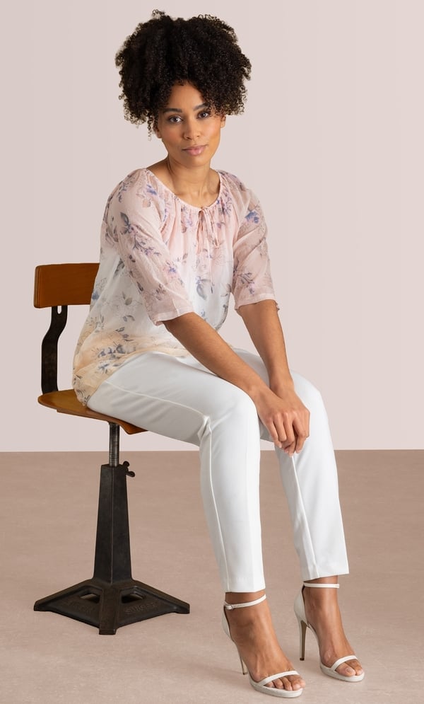 Shimmer Floral Print Ombre Top