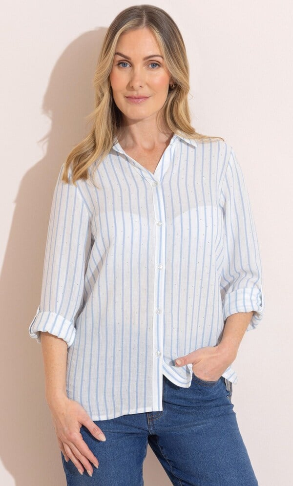Anna Rose Embellished Stripe Shirt