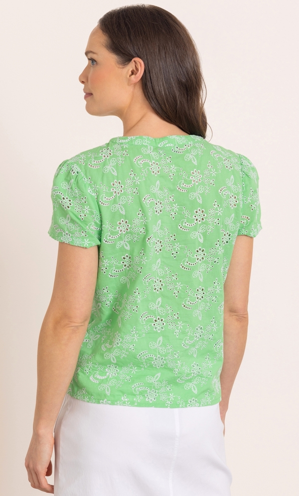 Floral Embroidered Eyelet Cotton Top