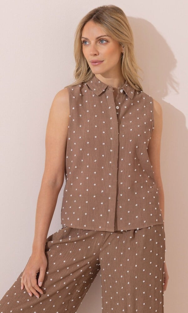 Textured Spotty Sleeveless Top