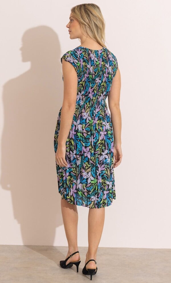 Bouquet Print Pleated Dress